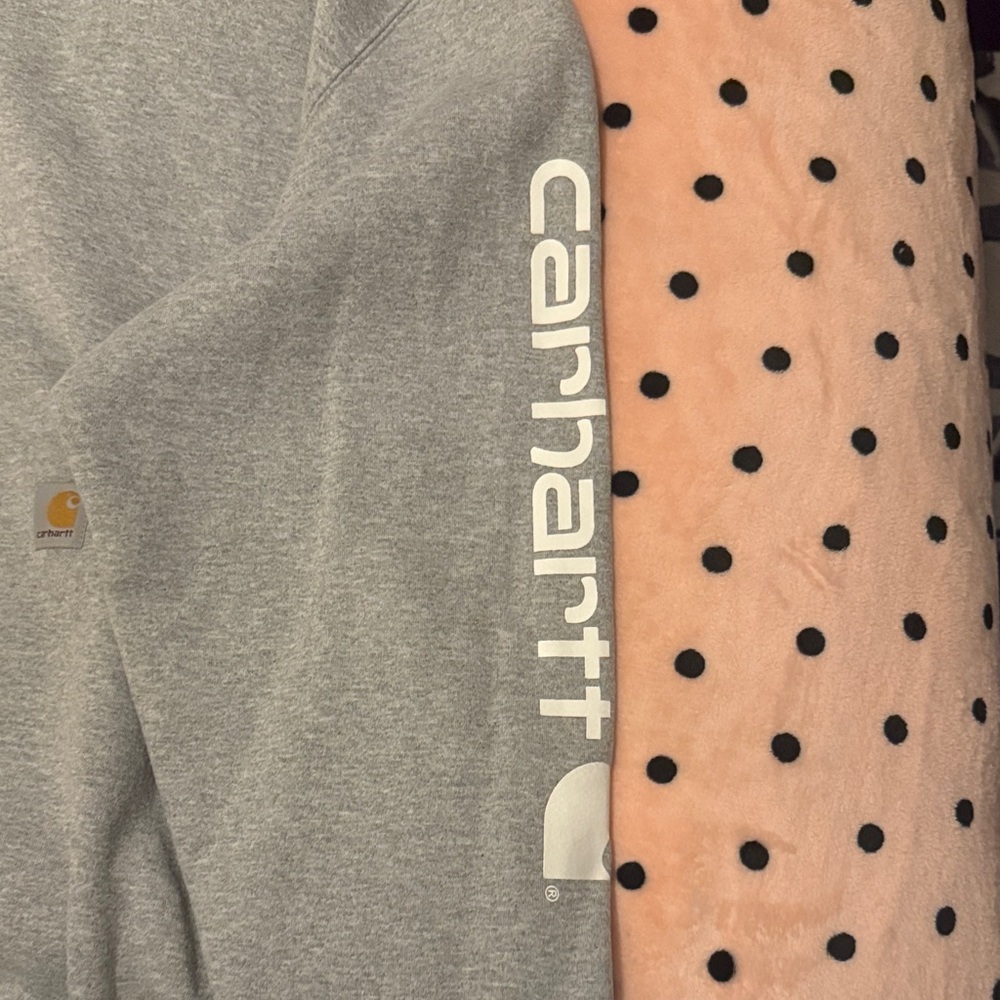 Carhartt Men's Gray Hoodie with Logo Sleeve - Picture 2 of 3